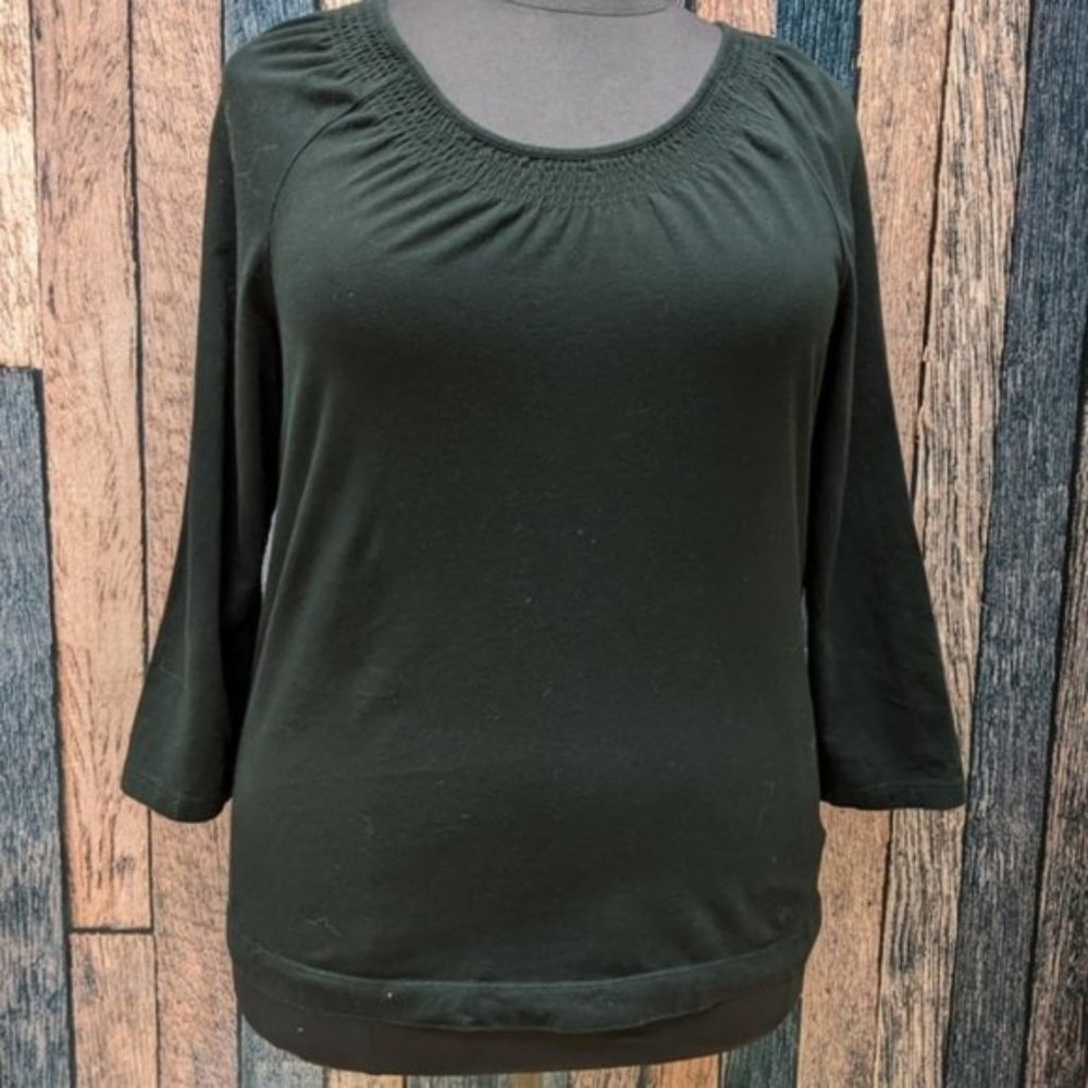 Black Gathered Collar Top